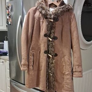 Weatherproof Brown Teddy Jacket with Faux Fur Accents